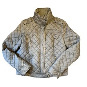 Abercrombie & Fitch Army Green Canvas Quilted Short Jacket Size Large